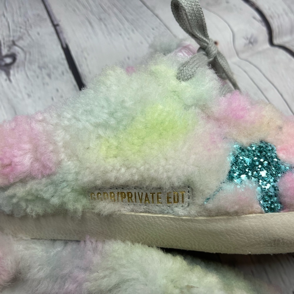New Golden Goose Sabot Shearling Slip On Sneakers in Aquamarine/Pastel Size 36 - Picture 10 of 12